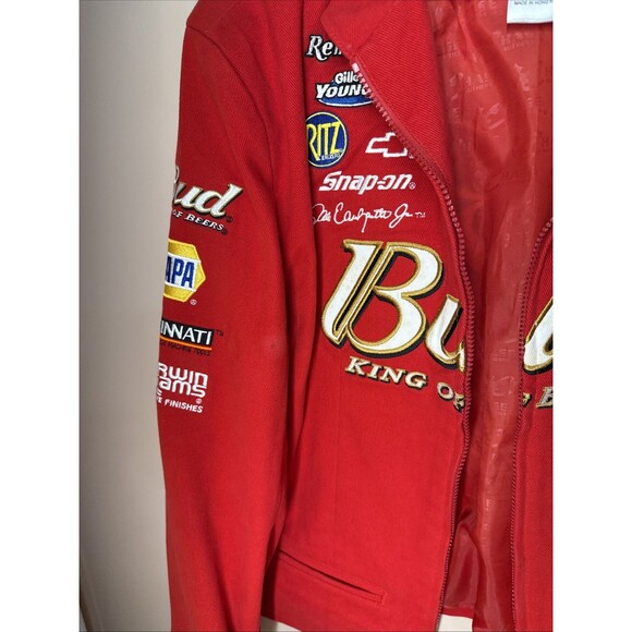 Chase Authentics Budweiser Dale Jr #8 NASCAR Jacket Womens XL Red Vintage - Picture 11 of 11